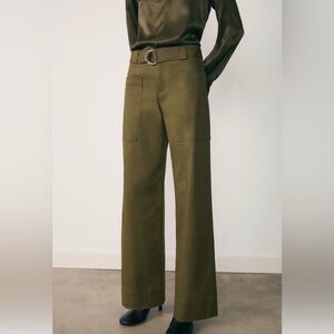 Women’s Wide-Leg Utility Pants in Olive Green